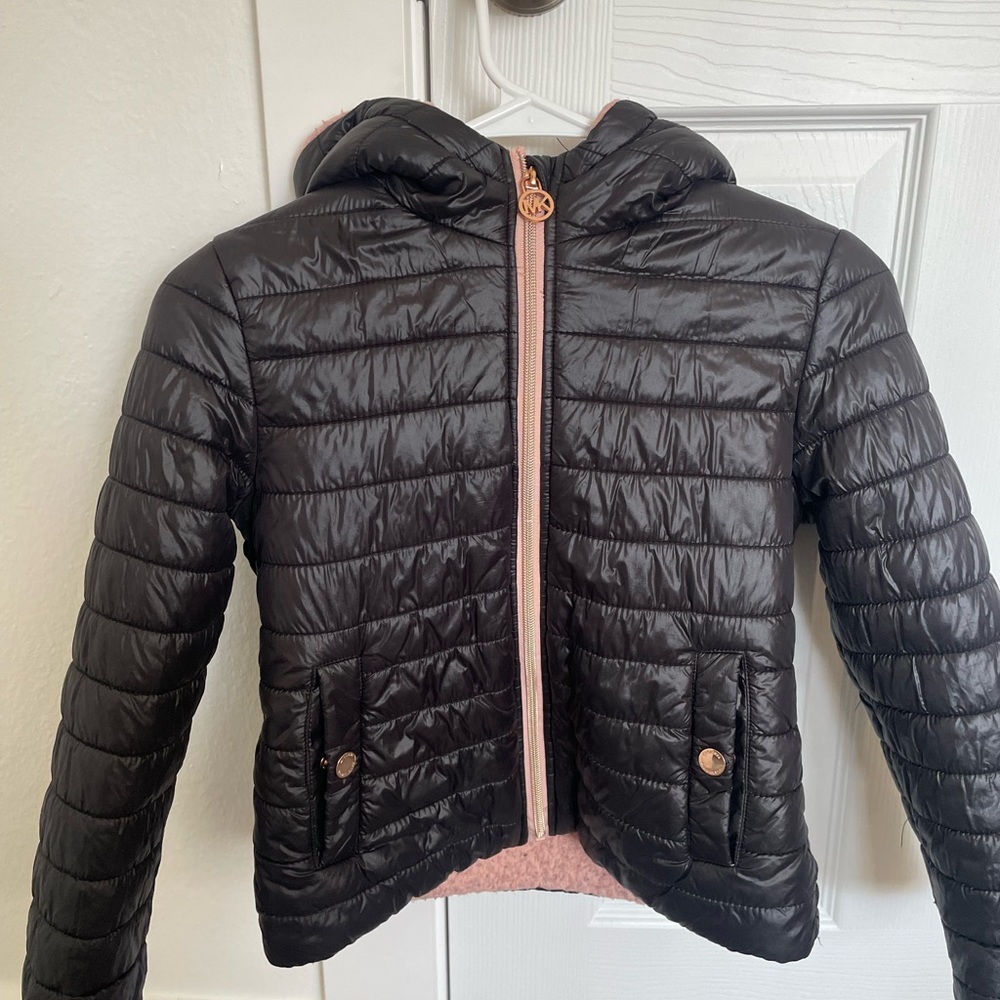 MICHAEL Michael Kors Black and Pink Kids Puffer Jacket - Picture 2 of 5